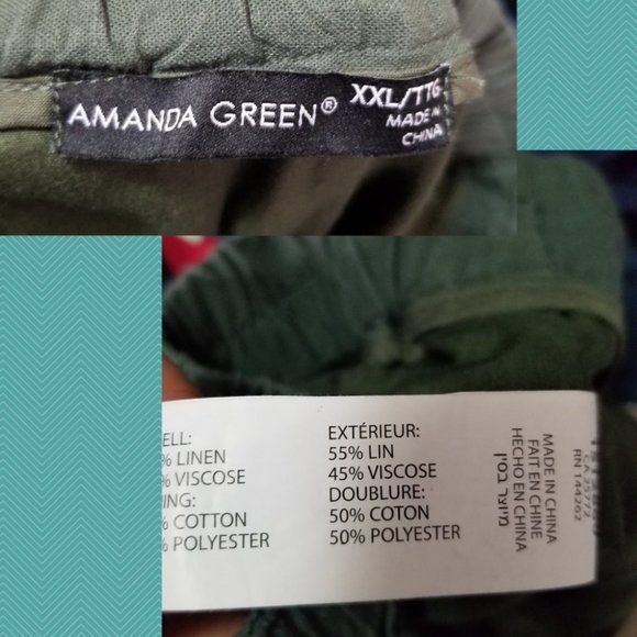 Amanda Green Dark Green Linen Blend High Rise Tie Front Shorts - Picture 4 of 4